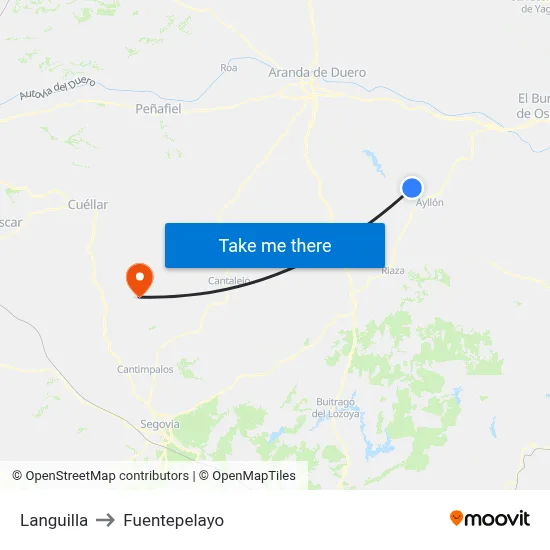 Languilla to Fuentepelayo map