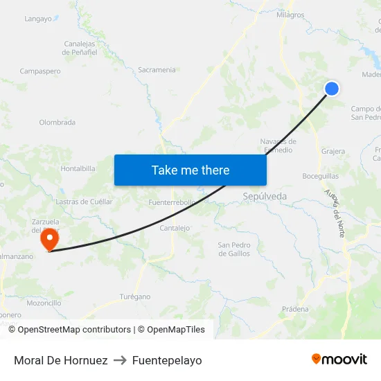 Moral De Hornuez to Fuentepelayo map