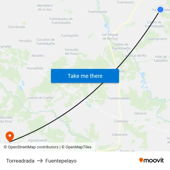 Torreadrada to Fuentepelayo map