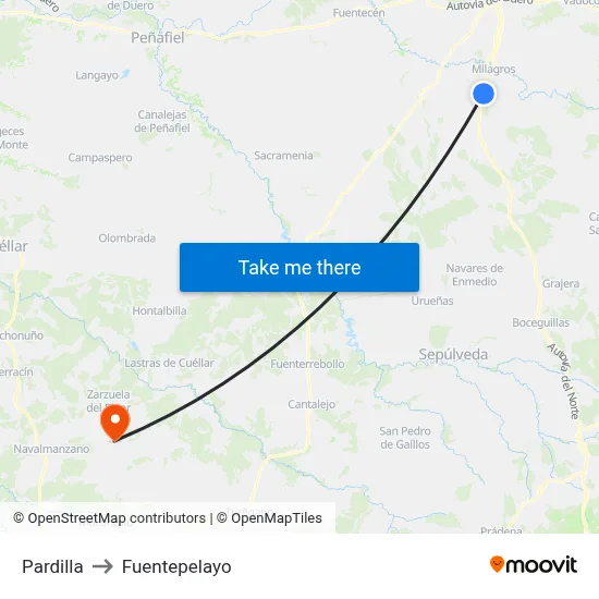 Pardilla to Fuentepelayo map