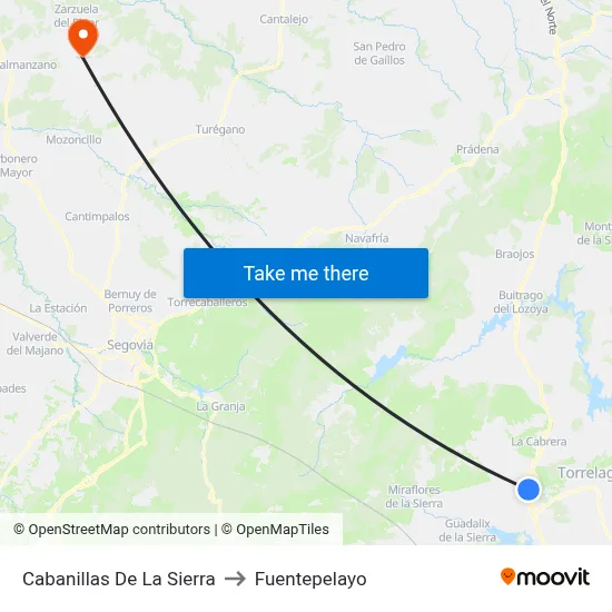 Cabanillas De La Sierra to Fuentepelayo map