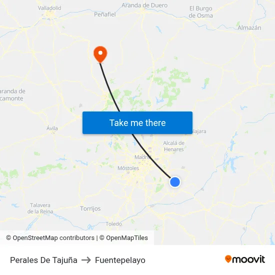 Perales De Tajuña to Fuentepelayo map