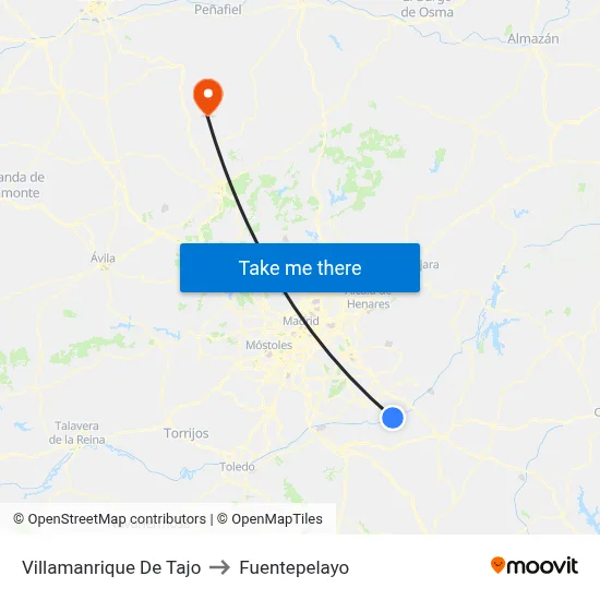 Villamanrique De Tajo to Fuentepelayo map