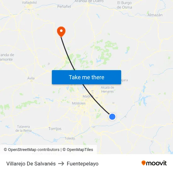 Villarejo De Salvanés to Fuentepelayo map