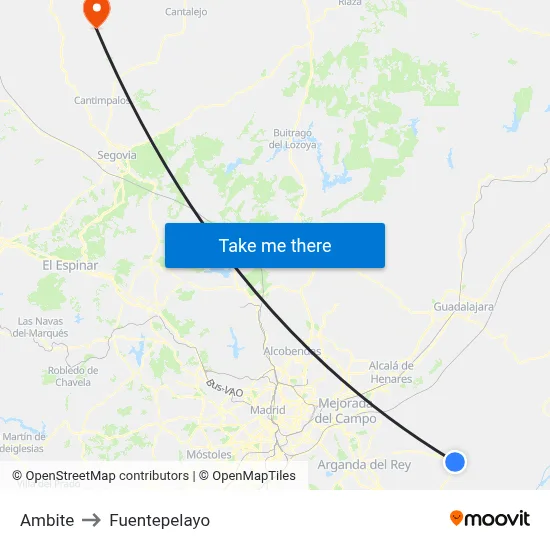 Ambite to Fuentepelayo map