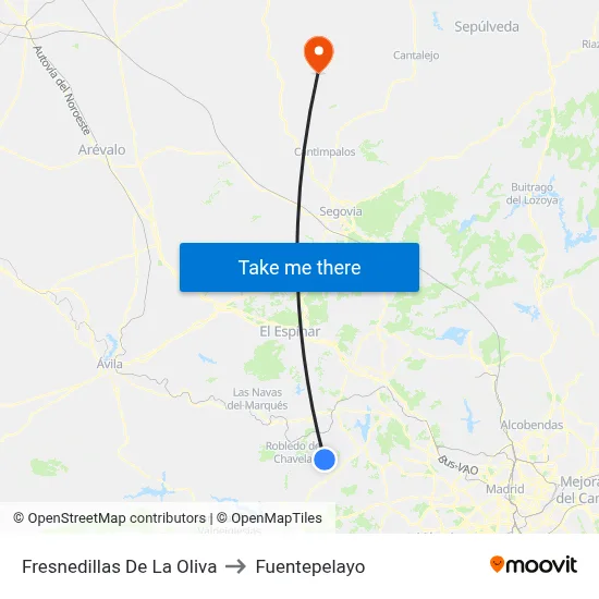 Fresnedillas De La Oliva to Fuentepelayo map
