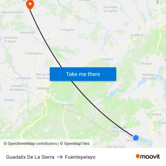Guadalix De La Sierra to Fuentepelayo map