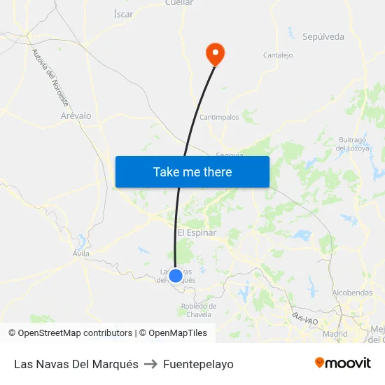 Las Navas Del Marqués to Fuentepelayo map