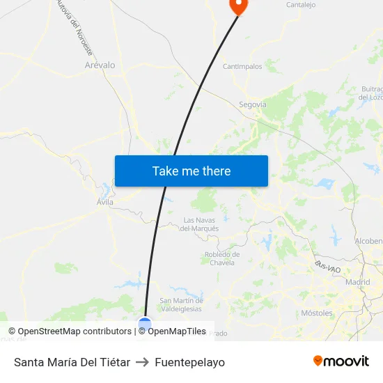Santa María Del Tiétar to Fuentepelayo map