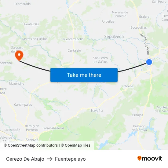 Cerezo De Abajo to Fuentepelayo map