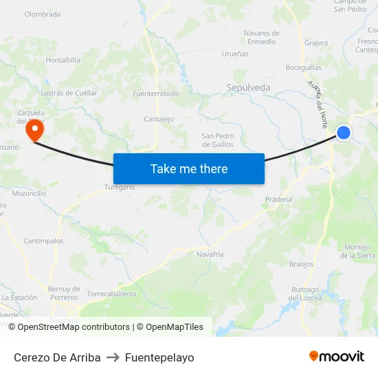 Cerezo De Arriba to Fuentepelayo map