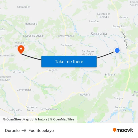 Duruelo to Fuentepelayo map