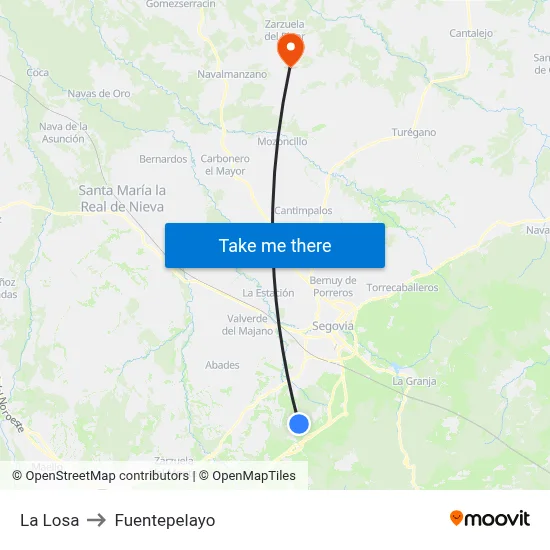La Losa to Fuentepelayo map