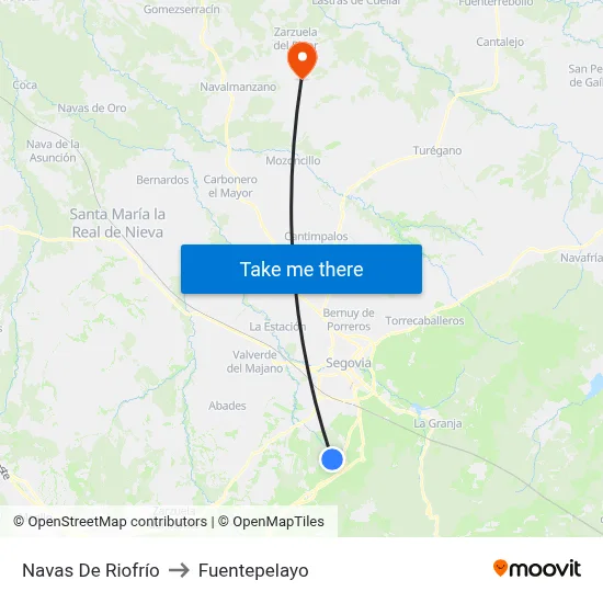 Navas De Riofrío to Fuentepelayo map