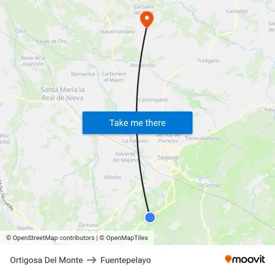 Ortigosa Del Monte to Fuentepelayo map