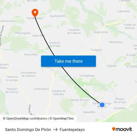 Santo Domingo De Pirón to Fuentepelayo map