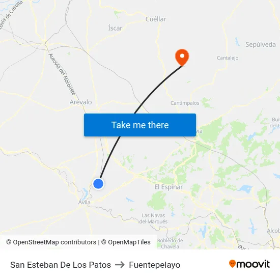 San Esteban De Los Patos to Fuentepelayo map