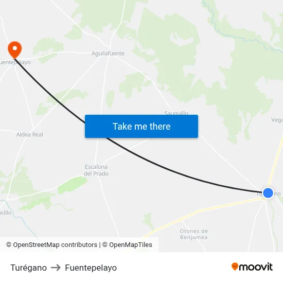 Turégano to Fuentepelayo map