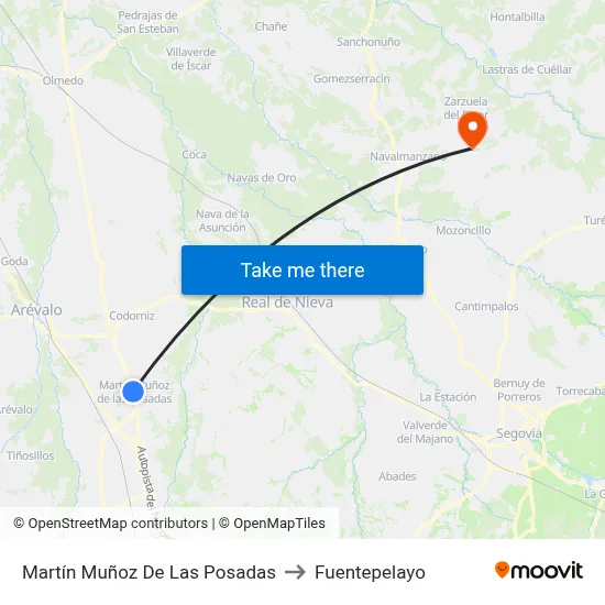 Martín Muñoz De Las Posadas to Fuentepelayo map