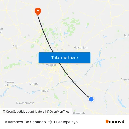 Villamayor De Santiago to Fuentepelayo map