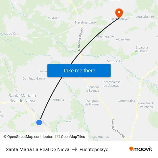 Santa María La Real De Nieva to Fuentepelayo map
