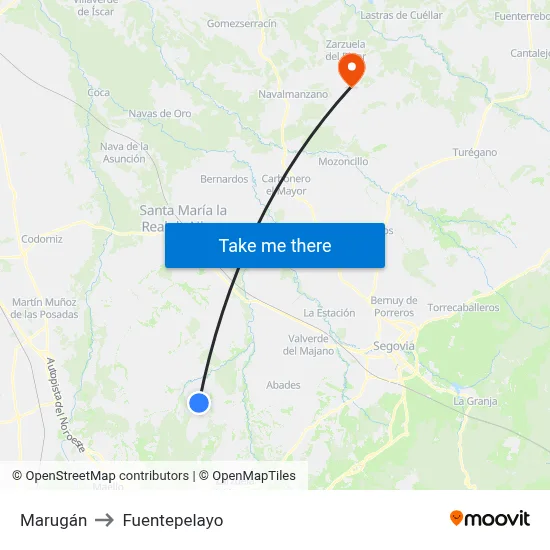 Marugán to Fuentepelayo map