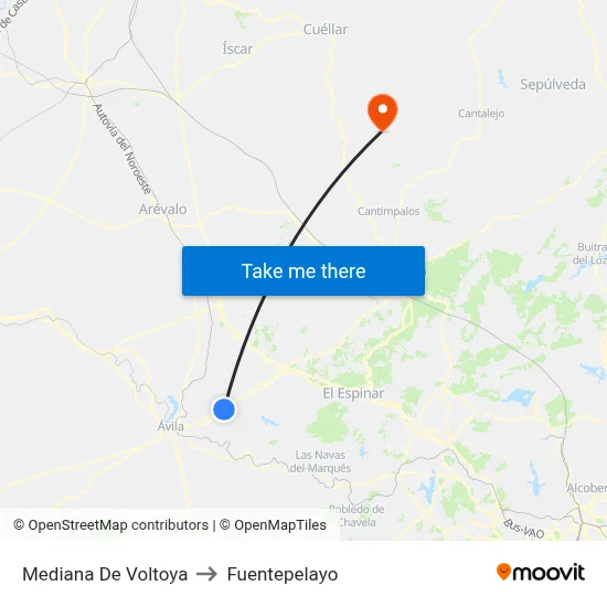 Mediana De Voltoya to Fuentepelayo map