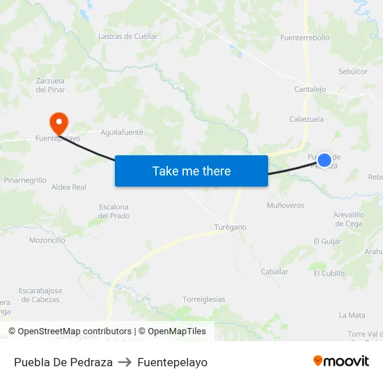 Puebla De Pedraza to Fuentepelayo map