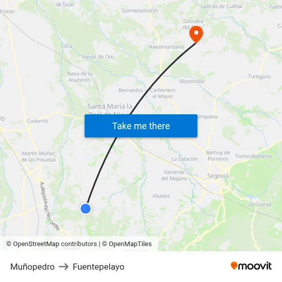 Muñopedro to Fuentepelayo map