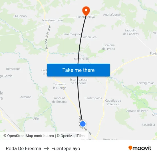 Roda De Eresma to Fuentepelayo map