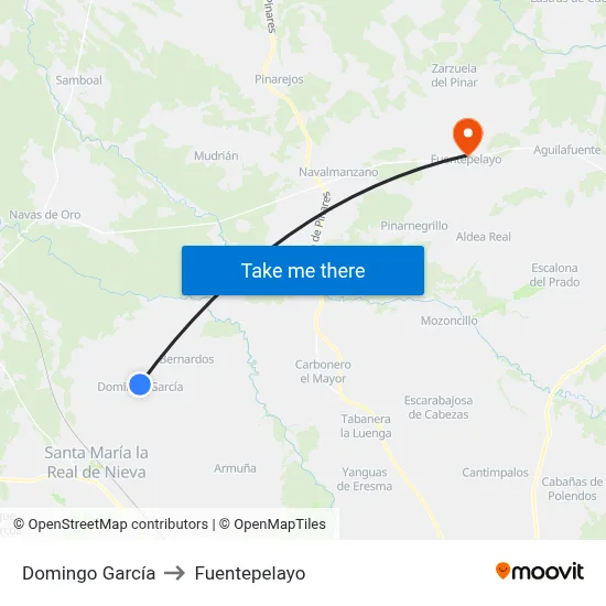 Domingo García to Fuentepelayo map