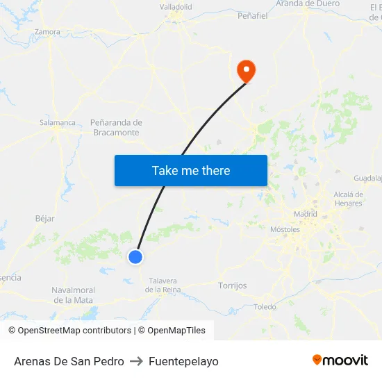 Arenas De San Pedro to Fuentepelayo map