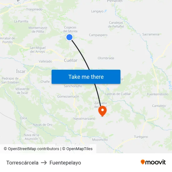 Torrescárcela to Fuentepelayo map