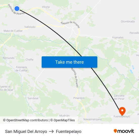 San Miguel Del Arroyo to Fuentepelayo map