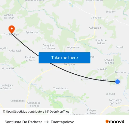 Santiuste De Pedraza to Fuentepelayo map