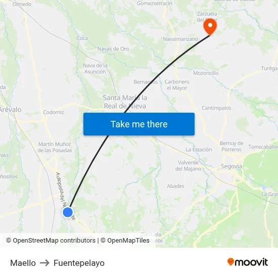 Maello to Fuentepelayo map