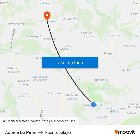 Adrada De Pirón to Fuentepelayo map