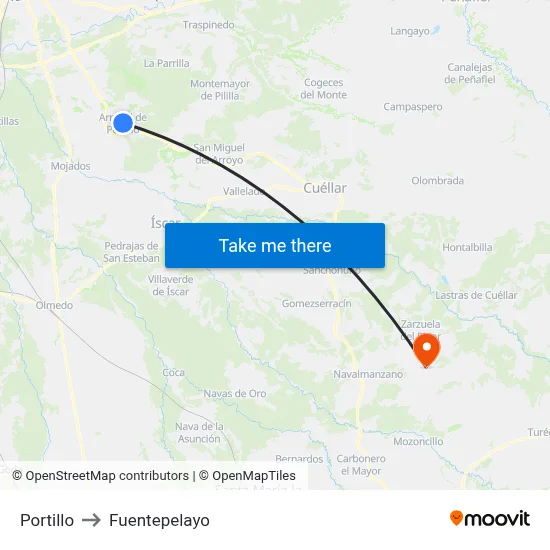 Portillo to Fuentepelayo map