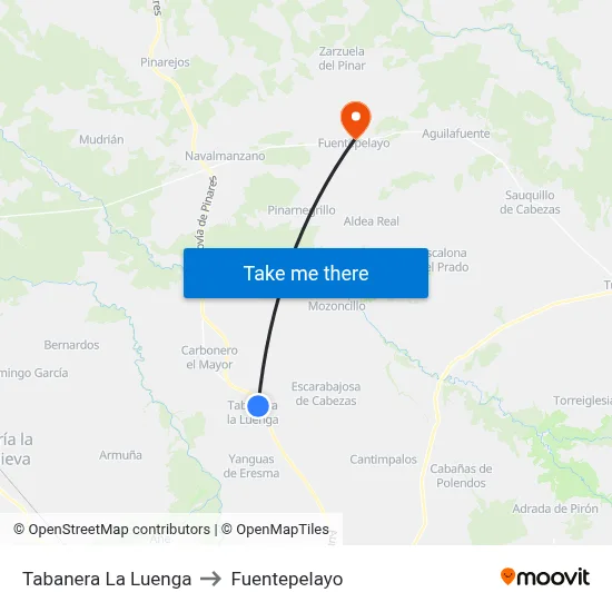 Tabanera La Luenga to Fuentepelayo map