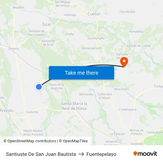 Santiuste De San Juan Bautista to Fuentepelayo map