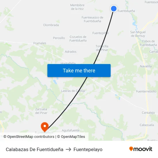 Calabazas De Fuentidueña to Fuentepelayo map