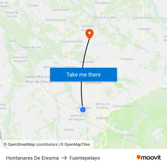 Hontanares De Eresma to Fuentepelayo map