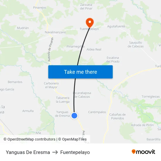 Yanguas De Eresma to Fuentepelayo map