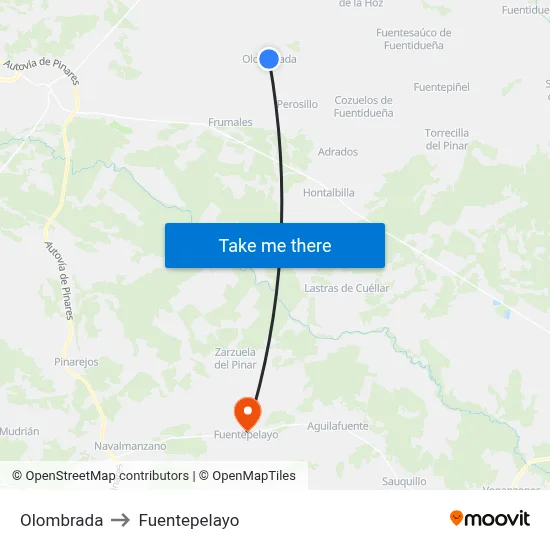 Olombrada to Fuentepelayo map