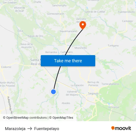 Marazoleja to Fuentepelayo map