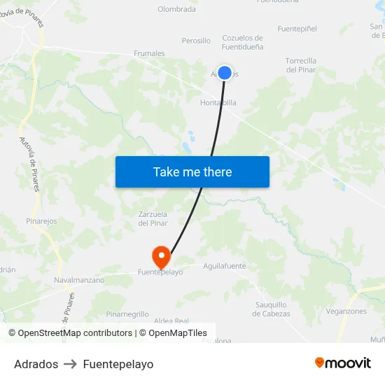 Adrados to Fuentepelayo map