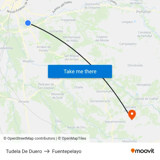 Tudela De Duero to Fuentepelayo map