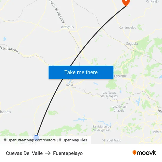 Cuevas Del Valle to Fuentepelayo map
