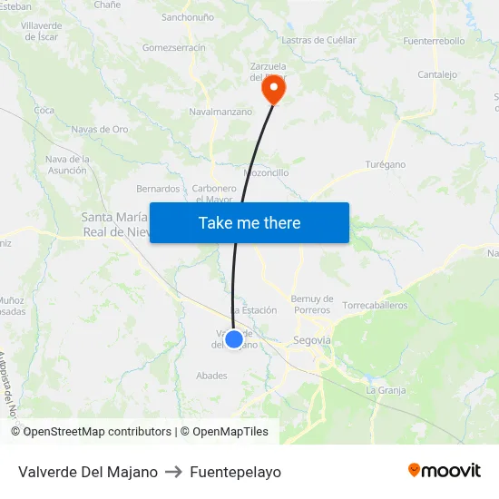 Valverde Del Majano to Fuentepelayo map