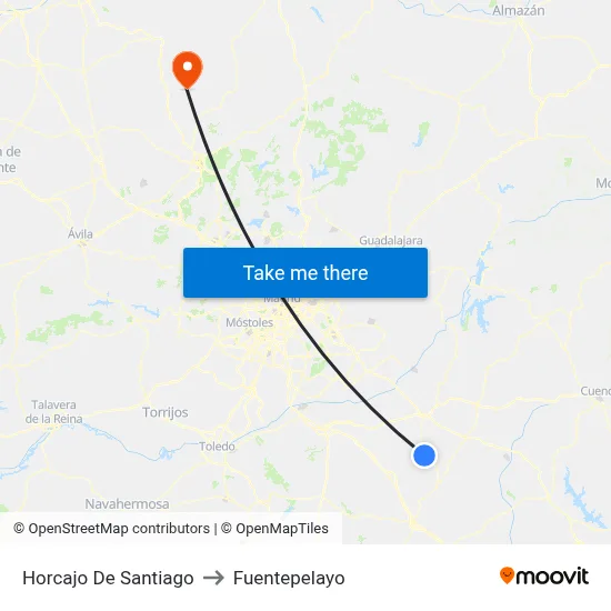 Horcajo De Santiago to Fuentepelayo map
